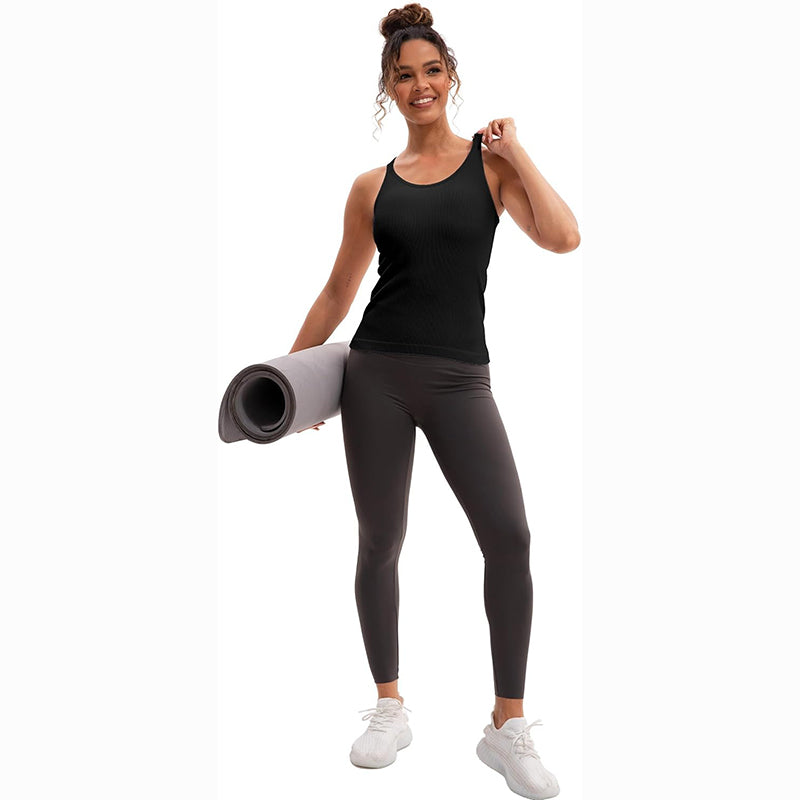 MATHCAT Racerback Workout Tank Tops for Women with Built in Bra, Sleeveless Camisole Tops Seamless Gym Athletic Yoga Shirts