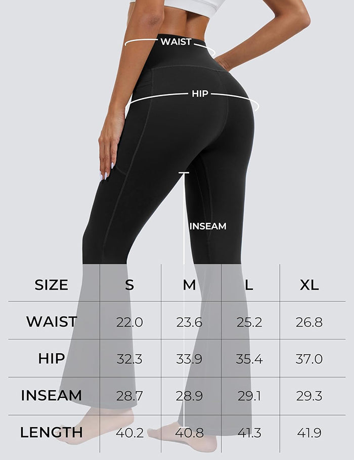 MATHCAT Flare Leggings for Women with Pockets, Crossover High Waisted Bootcut Black Flared Pants for Yoga Workout Gym