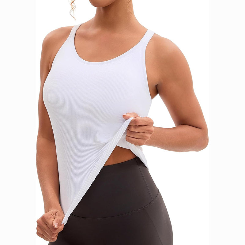 MATHCAT Racerback Workout Tank Tops for Women with Built in Bra, Sleeveless Camisole Tops Seamless Gym Athletic Yoga Shirts