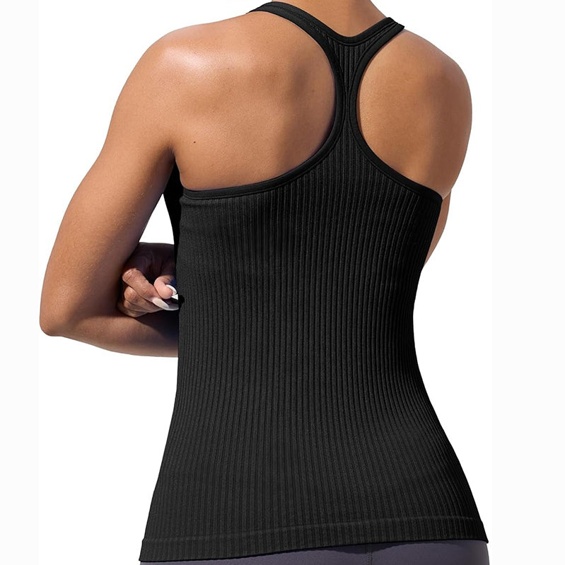 MATHCAT Workout Tank Tops for Women with Built in Bra, Seamless V Neck Tops Fitness Workout Yoga Shirts
