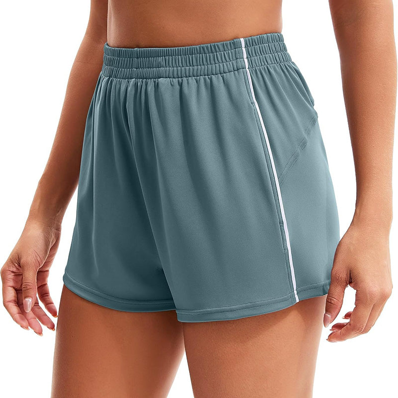 MATHCAT Womens Workout Shorts, Elastic High Waist Athletic Shorts with Pockets Stretchy Active Shorts for Running Sports