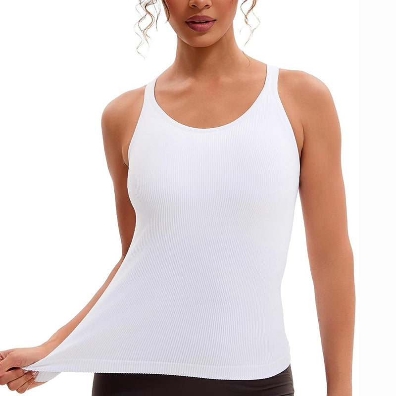 MATHCAT Racerback Workout Tank Tops for Women with Built in Bra, Sleeveless Camisole Tops Seamless Gym Athletic Yoga Shirts