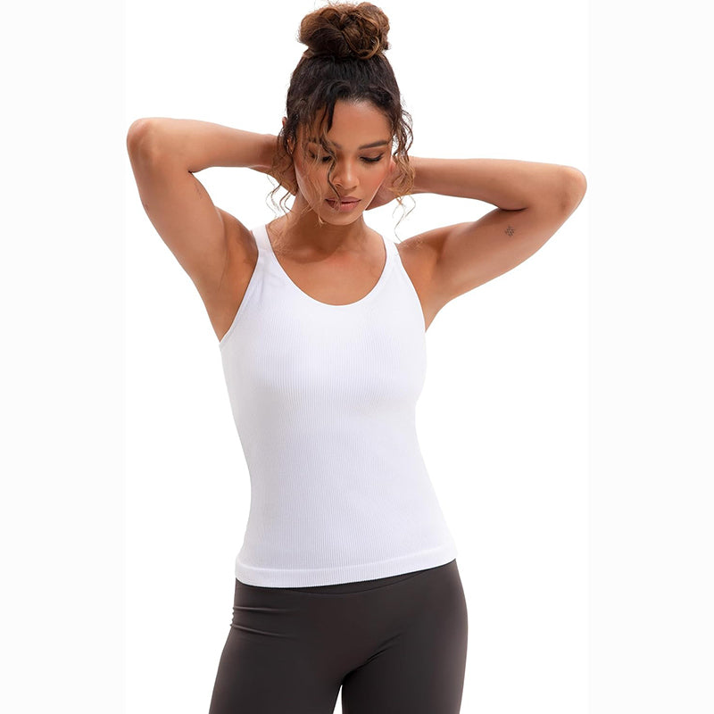 MATHCAT Racerback Workout Tank Tops for Women with Built in Bra, Sleeveless Camisole Tops Seamless Gym Athletic Yoga Shirts