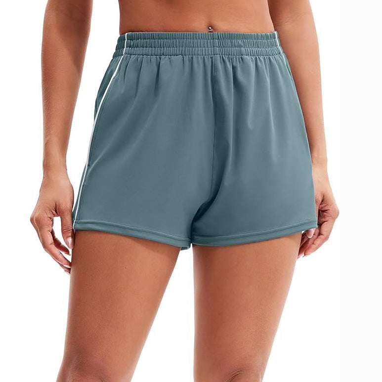 MATHCAT Womens Workout Shorts, Elastic High Waist Athletic Shorts with Pockets Stretchy Active Shorts for Running Sports