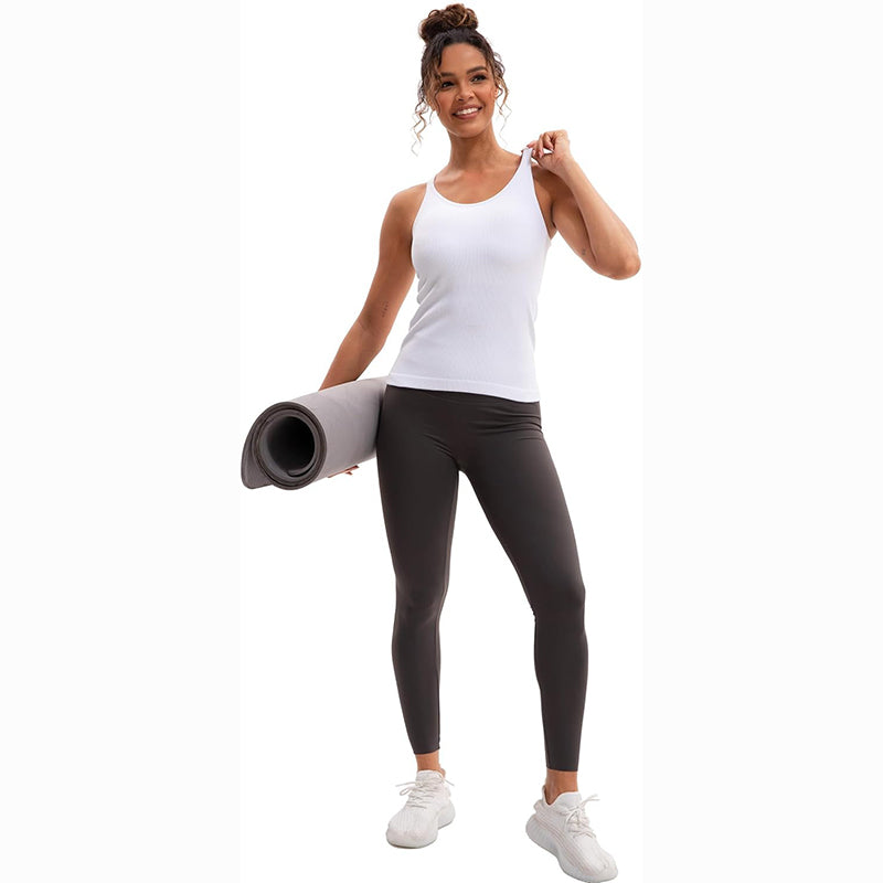 MATHCAT Racerback Workout Tank Tops for Women with Built in Bra, Sleeveless Camisole Tops Seamless Gym Athletic Yoga Shirts