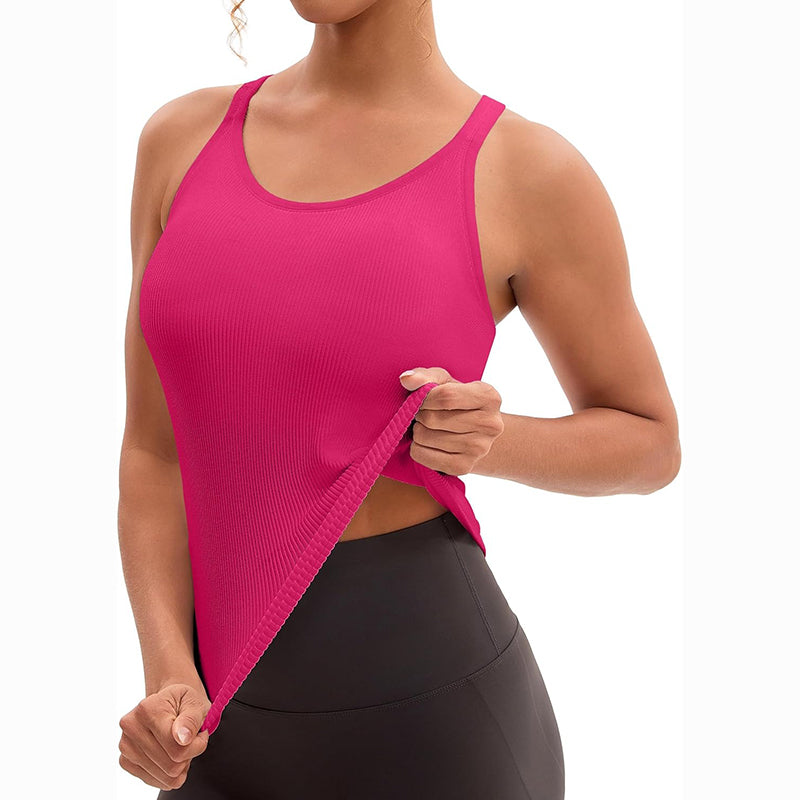 MATHCAT Racerback Workout Tank Tops for Women with Built in Bra, Sleeveless Camisole Tops Seamless Gym Athletic Yoga Shirts