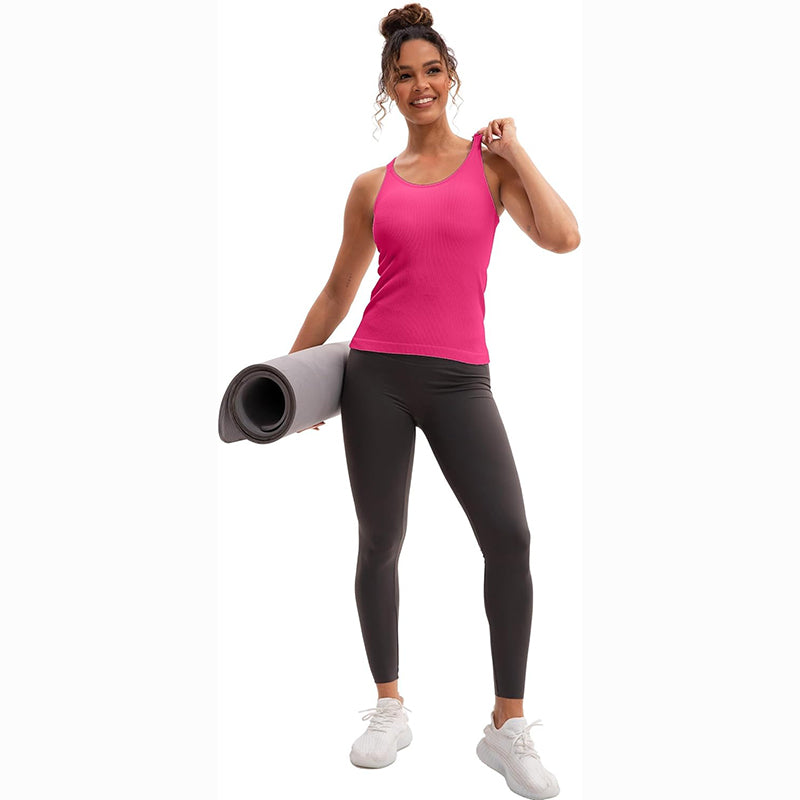 MATHCAT Racerback Workout Tank Tops for Women with Built in Bra, Sleeveless Camisole Tops Seamless Gym Athletic Yoga Shirts