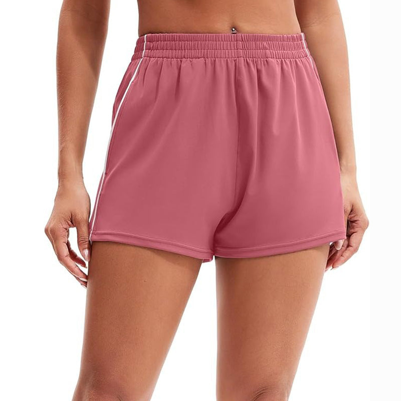 MATHCAT Womens Workout Shorts, Elastic High Waist Athletic Shorts with Pockets Stretchy Active Shorts for Running Sports
