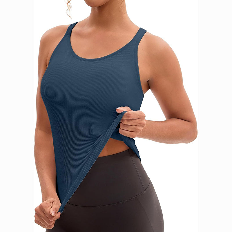 MATHCAT Racerback Workout Tank Tops for Women with Built in Bra, Sleeveless Camisole Tops Seamless Gym Athletic Yoga Shirts