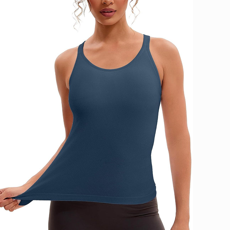 MATHCAT Racerback Workout Tank Tops for Women with Built in Bra, Sleeveless Camisole Tops Seamless Gym Athletic Yoga Shirts