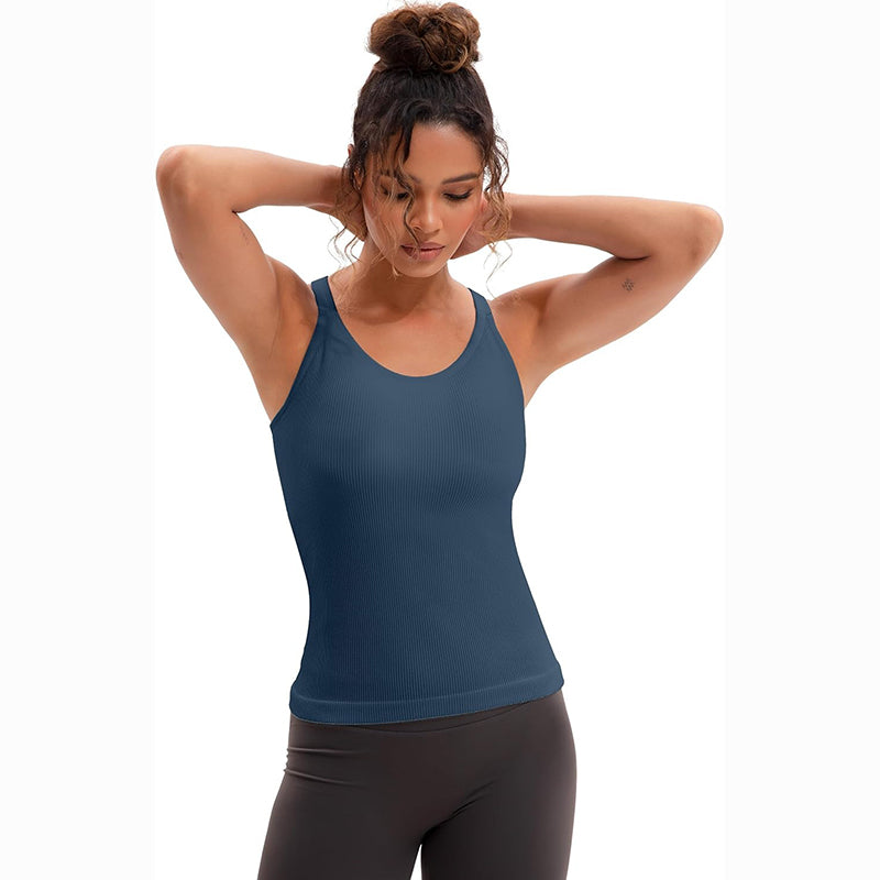 MATHCAT Racerback Workout Tank Tops for Women with Built in Bra, Sleeveless Camisole Tops Seamless Gym Athletic Yoga Shirts
