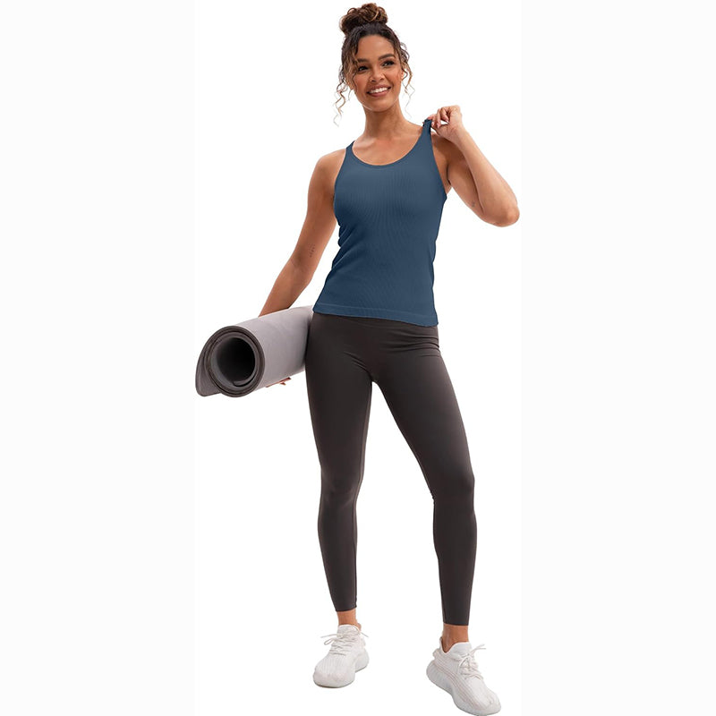 MATHCAT Racerback Workout Tank Tops for Women with Built in Bra, Sleeveless Camisole Tops Seamless Gym Athletic Yoga Shirts
