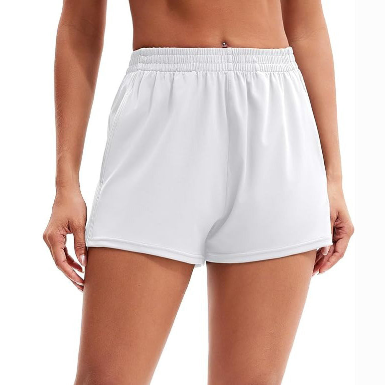 MATHCAT Womens Workout Shorts, Elastic High Waist Athletic Shorts with Pockets Stretchy Active Shorts for Running Sports