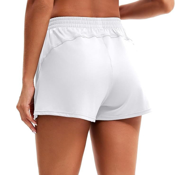 MATHCAT Womens Workout Shorts, Elastic High Waist Athletic Shorts with Pockets Stretchy Active Shorts for Running Sports