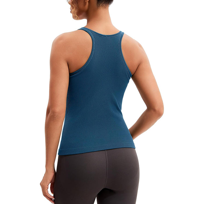 MATHCAT Workout Tank Tops for Women with Built in Bra, Seamless Ribbed Racerback Camisole Tops, Sleeveless Gym Yoga Shirts