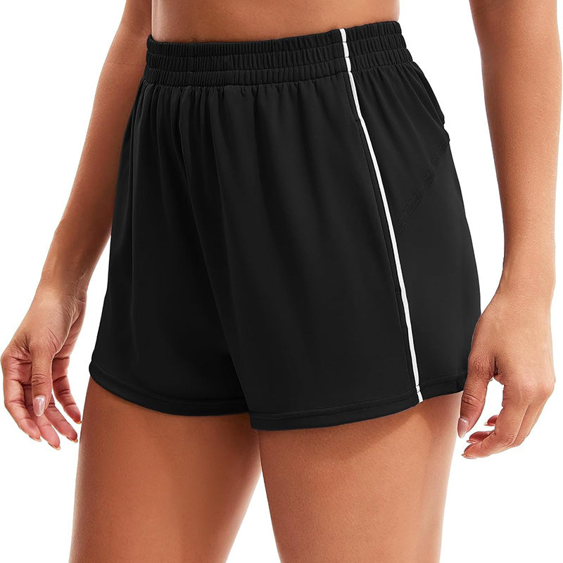 MATHCAT Womens Workout Shorts, Elastic High Waist Athletic Shorts with Pockets Stretchy Active Shorts for Running Sports