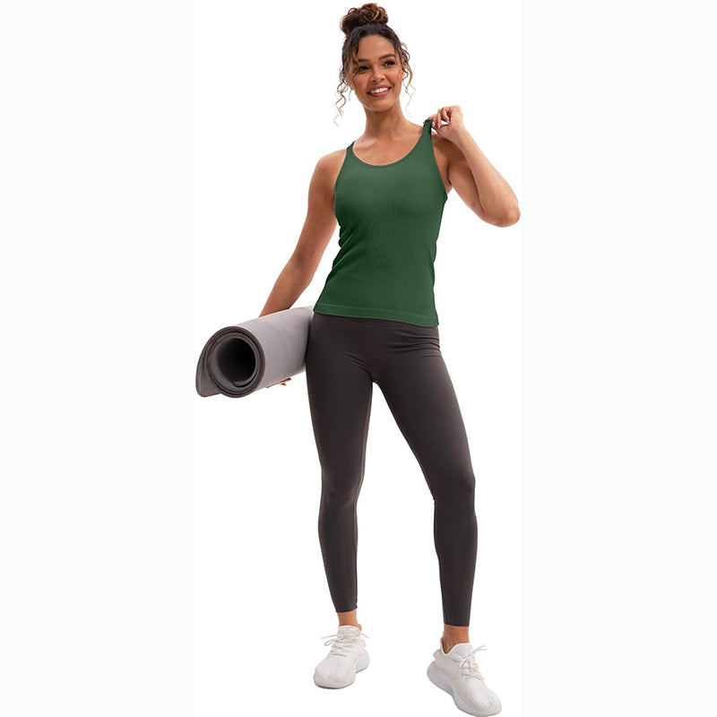 MATHCAT Racerback Workout Tank Tops for Women with Built in Bra, Sleeveless Camisole Tops Seamless Gym Athletic Yoga Shirts
