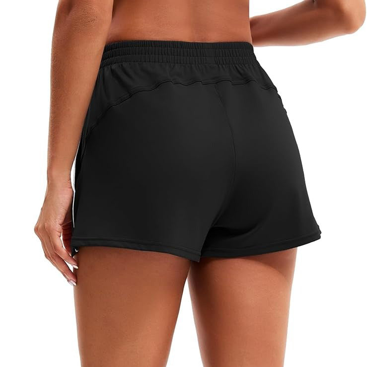 MATHCAT Womens Workout Shorts, Elastic High Waist Athletic Shorts with Pockets Stretchy Active Shorts for Running Sports