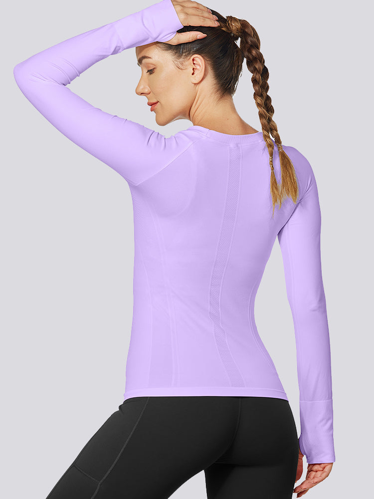 MathCat Quick Dry Gym Athletic Long Sleeve Workout Shirts Purple01