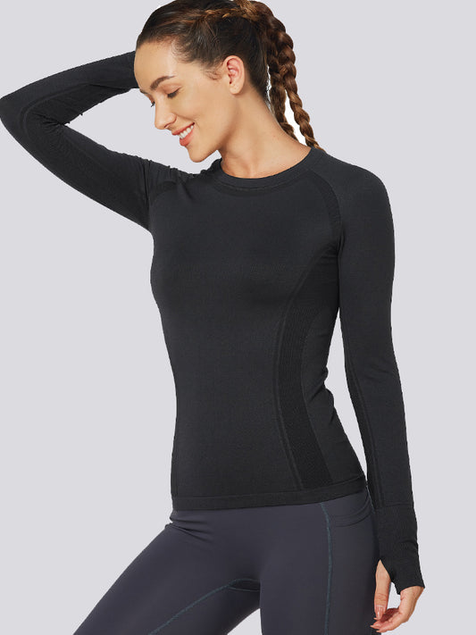 MathCat Quick Dry Gym Athletic Long Sleeve Workout Shirts for Women Black
