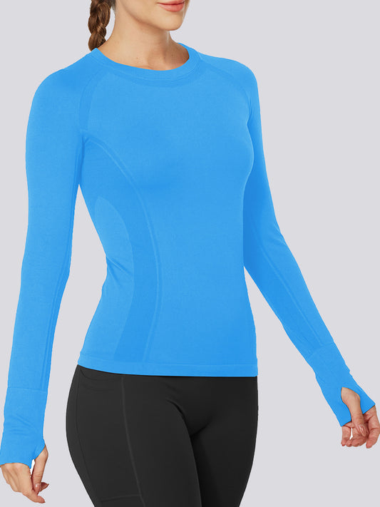 MathCat Quick Dry Gym Athletic Long Sleeve Workout Shirts Blue02