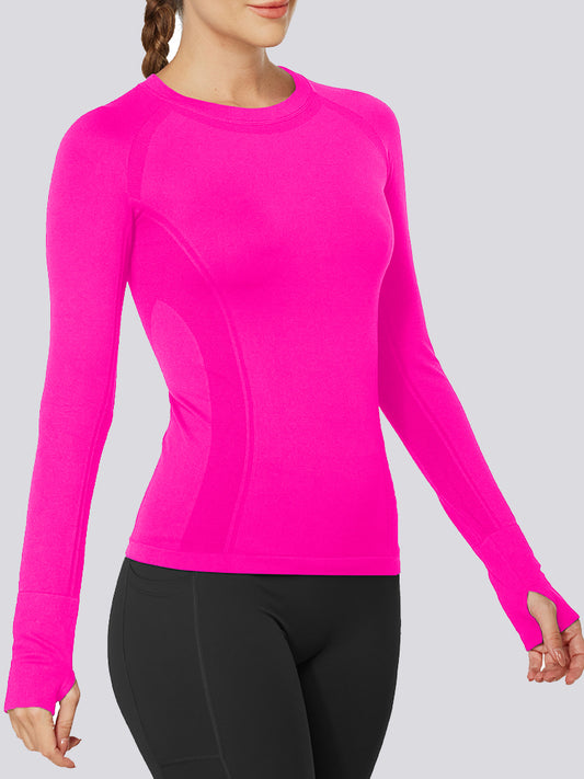 MathCat Quick Dry Gym Athletic Long Sleeve Workout Shirts Rose Red
