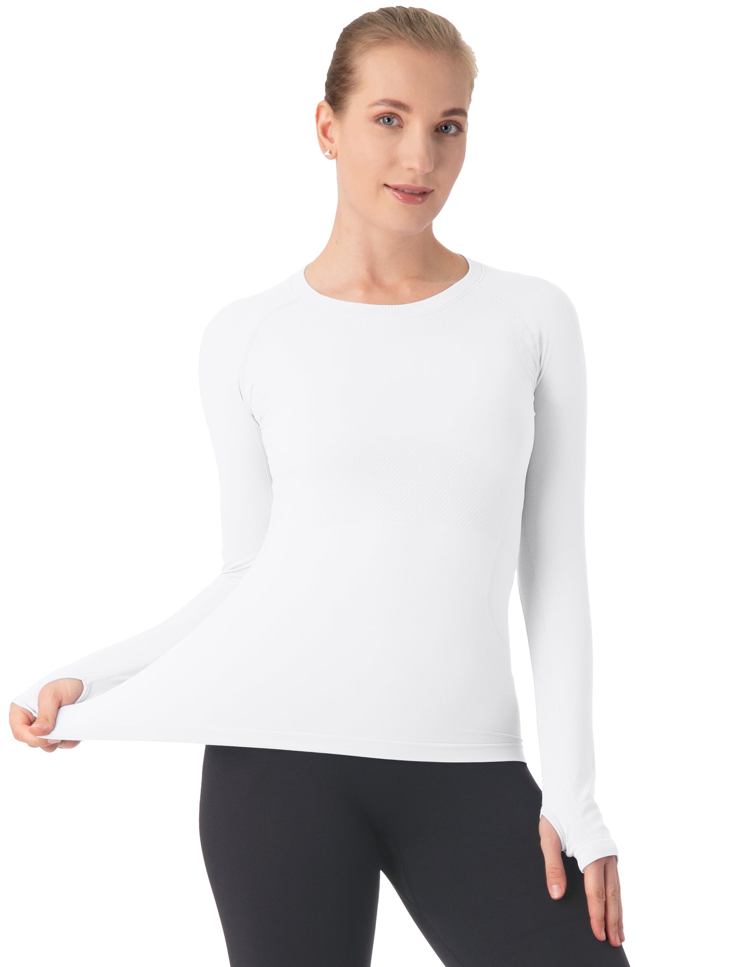 MATHCAT Women Seamless Workout Shirts-Quick Dry Gym Shirt Long Sleeve Running Outfit for Traning,Yoga and Pilates