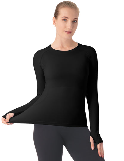 MATHCAT Women Seamless Workout Shirts-Quick Dry Gym Shirt Long Sleeve Running Outfit for Traning,Yoga and Pilates