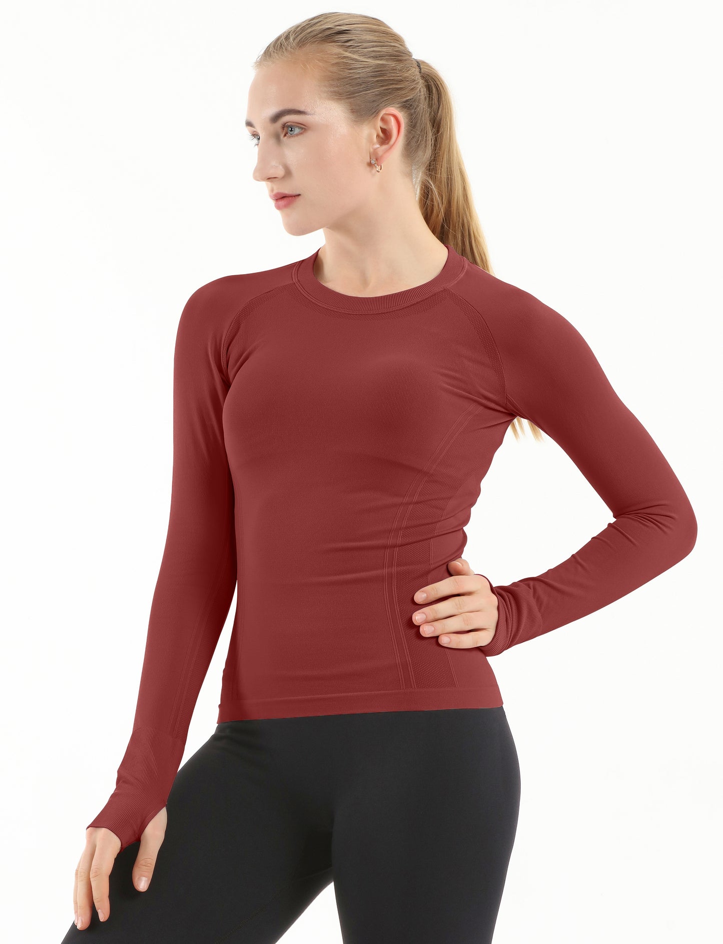 MATHCAT Women Seamless Workout Shirts-Quick Dry Gym Shirt Long Sleeve Running Outfit for Traning,Yoga and Pilates