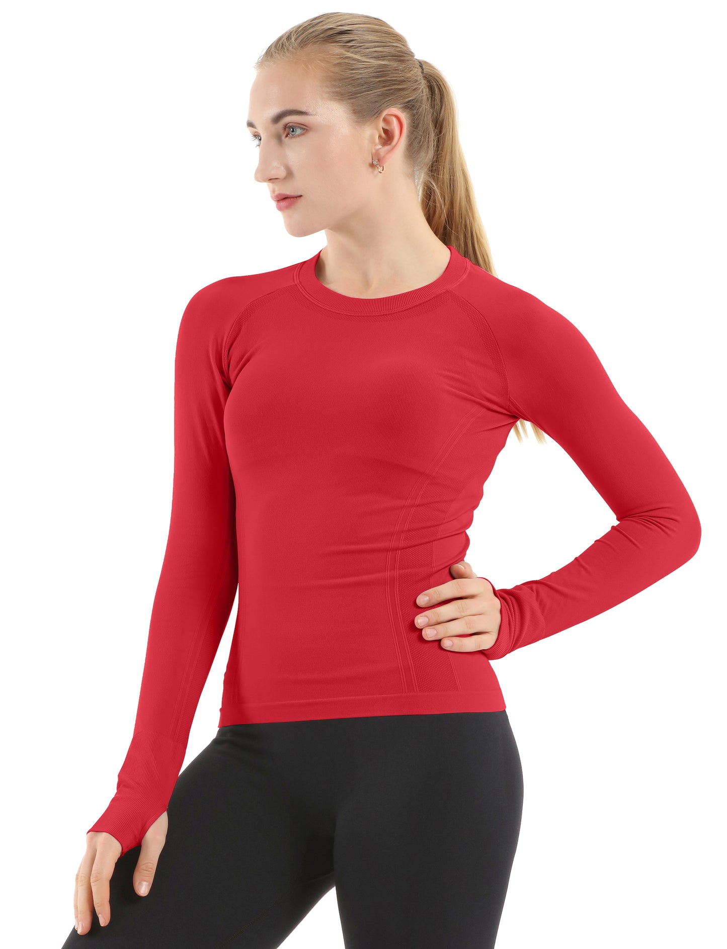 MATHCAT Women Seamless Workout Shirts-Quick Dry Gym Shirt Long Sleeve Running Outfit for Traning,Yoga and Pilates