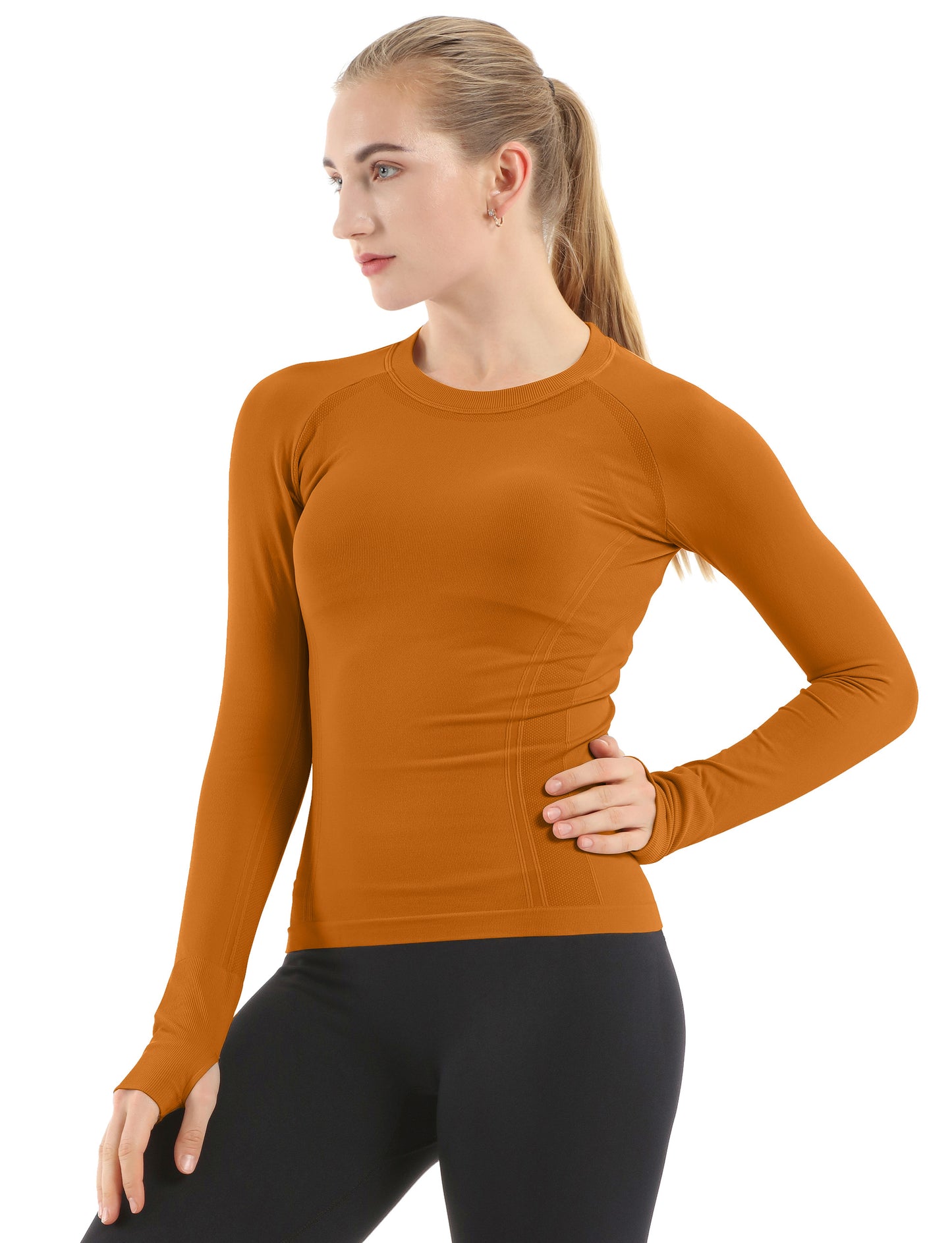 MATHCAT Women Seamless Workout Shirts-Quick Dry Gym Shirt Long Sleeve Running Outfit for Traning,Yoga and Pilates