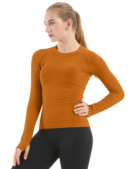 MATHCAT Women Seamless Workout Shirts-Quick Dry Gym Shirt Long Sleeve Running Outfit for Traning,Yoga and Pilates