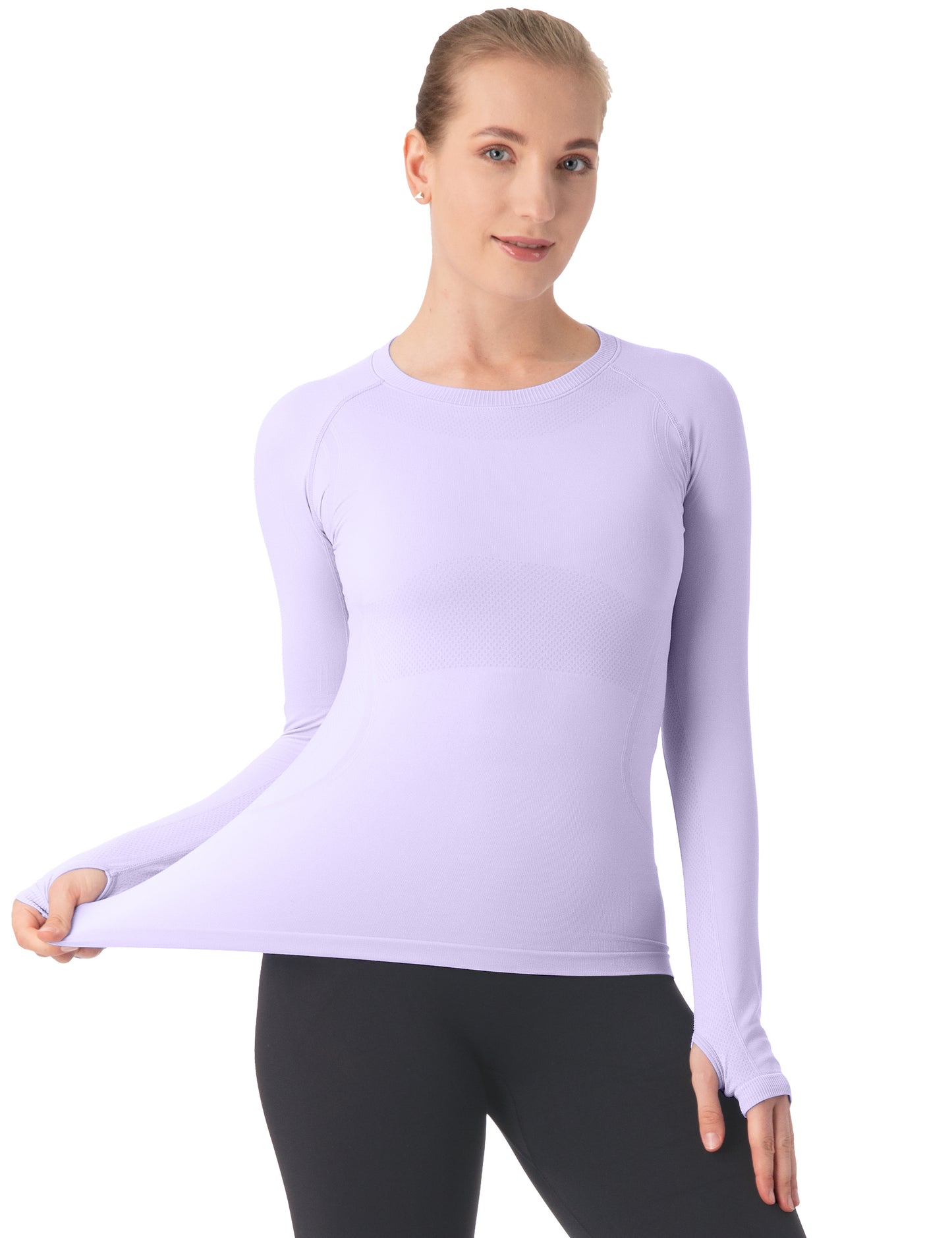 MATHCAT Women Seamless Workout Shirts-Quick Dry Gym Shirt Long Sleeve Running Outfit for Traning,Yoga and Pilates
