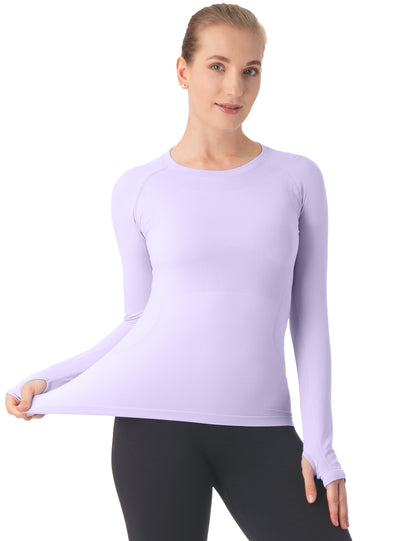 MATHCAT Women Seamless Workout Shirts-Quick Dry Gym Shirt Long Sleeve Running Outfit for Traning,Yoga and Pilates