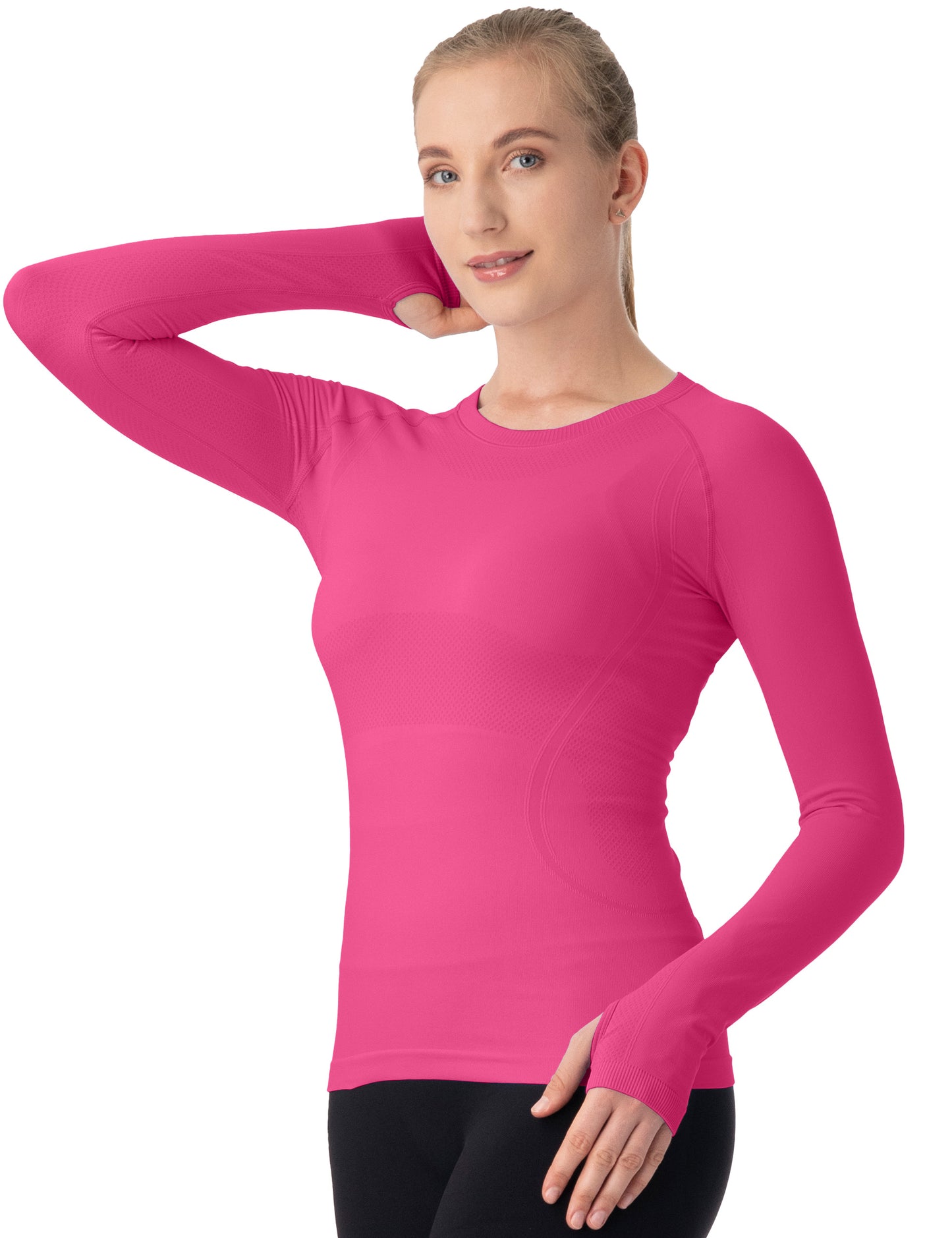 MATHCAT Women Seamless Workout Shirts-Quick Dry Gym Shirt Long Sleeve Running Outfit for Traning,Yoga and Pilates