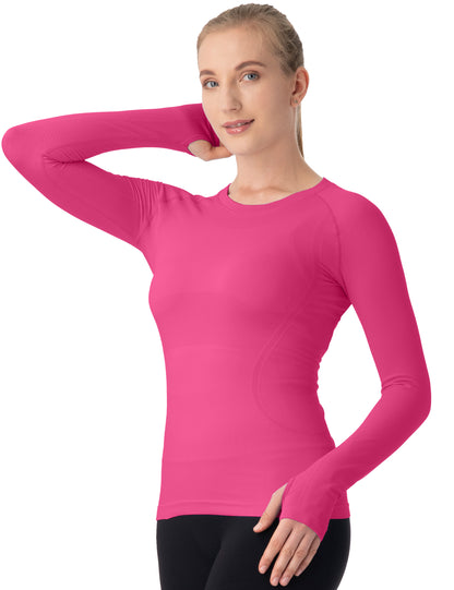 MATHCAT Women Seamless Workout Shirts-Quick Dry Gym Shirt Long Sleeve Running Outfit for Traning,Yoga and Pilates