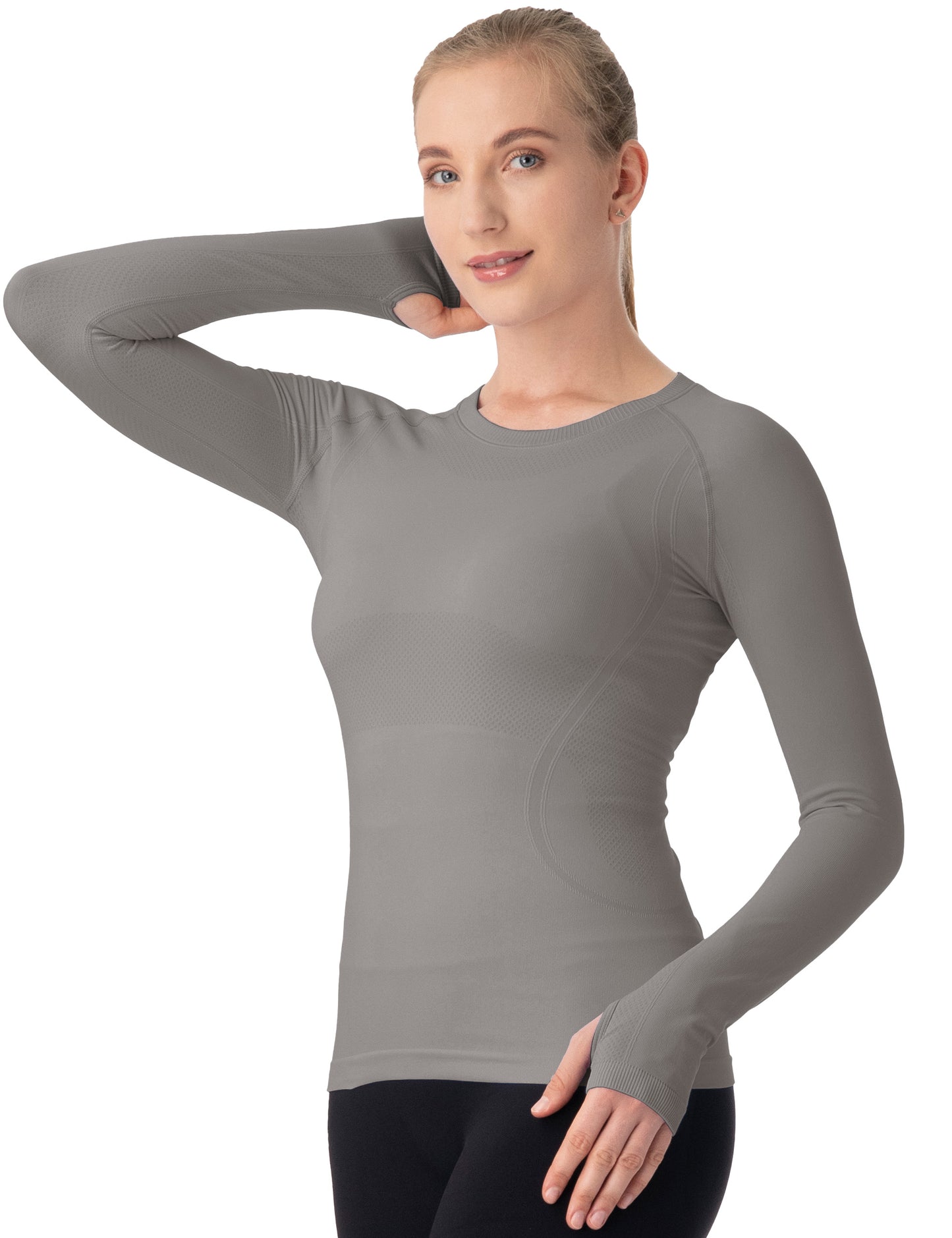 MATHCAT Women Seamless Workout Shirts-Quick Dry Gym Shirt Long Sleeve Running Outfit for Traning,Yoga and Pilates
