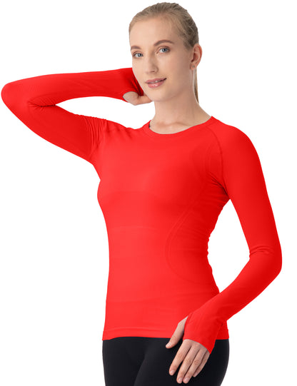 MATHCAT Women Seamless Workout Shirts-Quick Dry Gym Shirt Long Sleeve Running Outfit for Traning,Yoga and Pilates