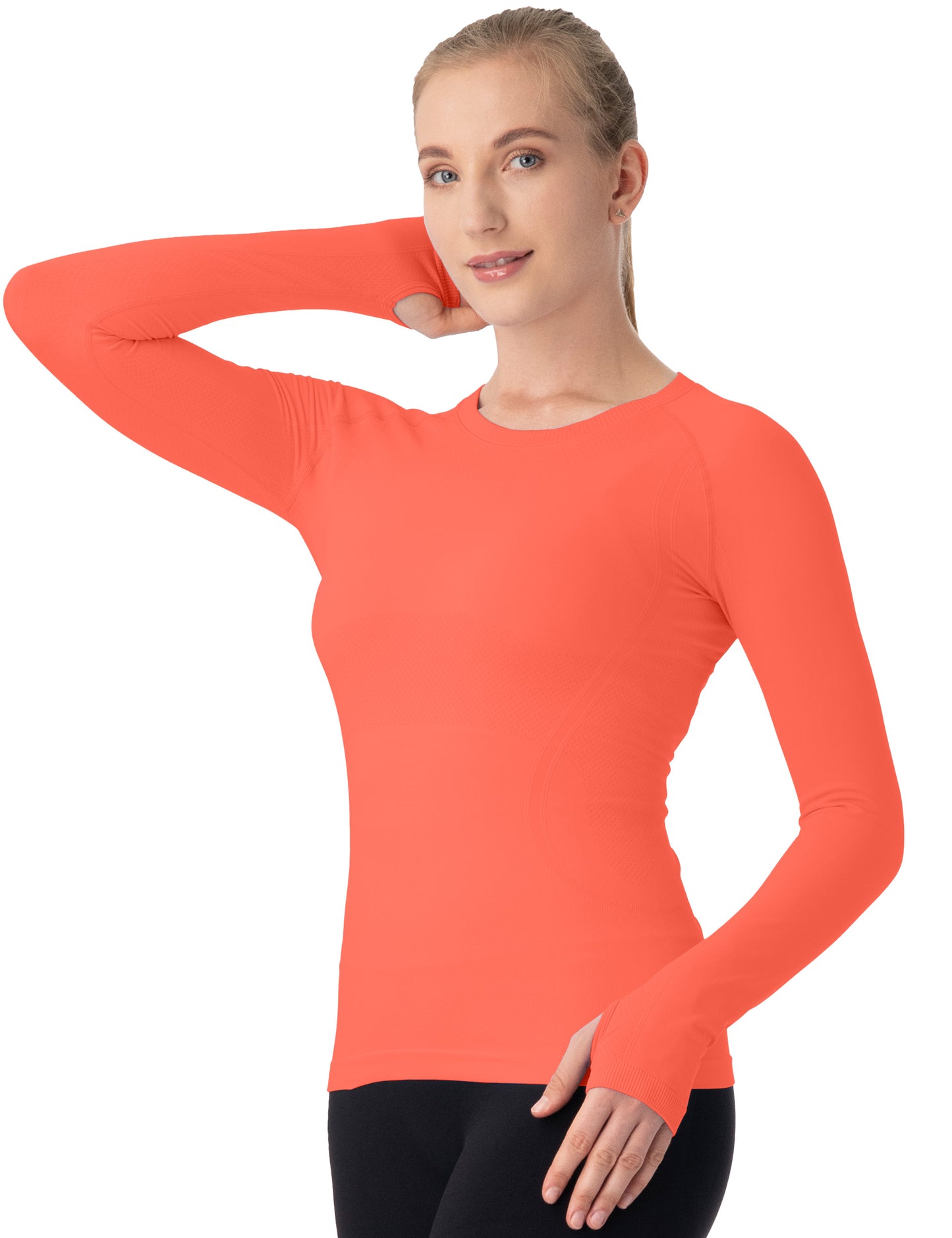 MATHCAT Women Seamless Workout Shirts-Quick Dry Gym Shirt Long Sleeve Running Outfit for Traning,Yoga and Pilates