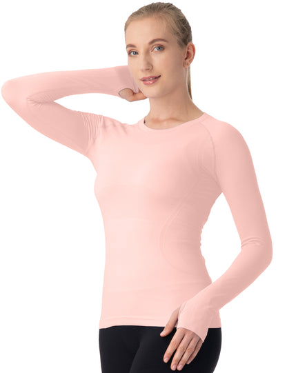 MATHCAT Women Seamless Workout Shirts-Quick Dry Gym Shirt Long Sleeve Running Outfit for Traning,Yoga and Pilates