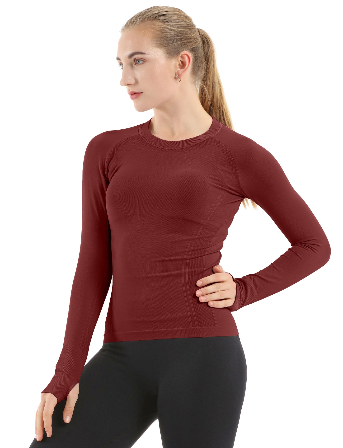 MATHCAT Women Seamless Workout Shirts-Quick Dry Gym Shirt Long Sleeve Running Outfit for Traning,Yoga and Pilates