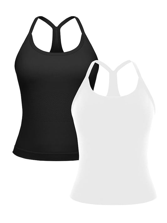 MathCat Racerback Athletic Tank Tops 2 Pack(Black & White)
