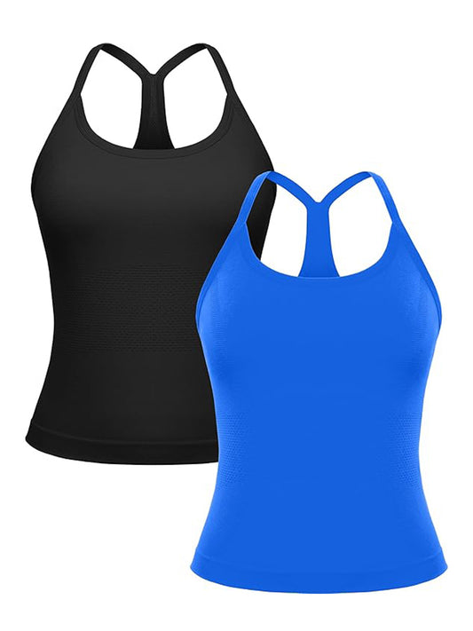 MathCat Racerback Athletic Tank Tops 2 Pack(Black & Kleinblue)