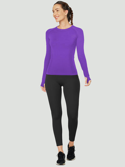 MathCat Quick Dry Gym Athletic Long Sleeve Workout Shirts Darkpurple