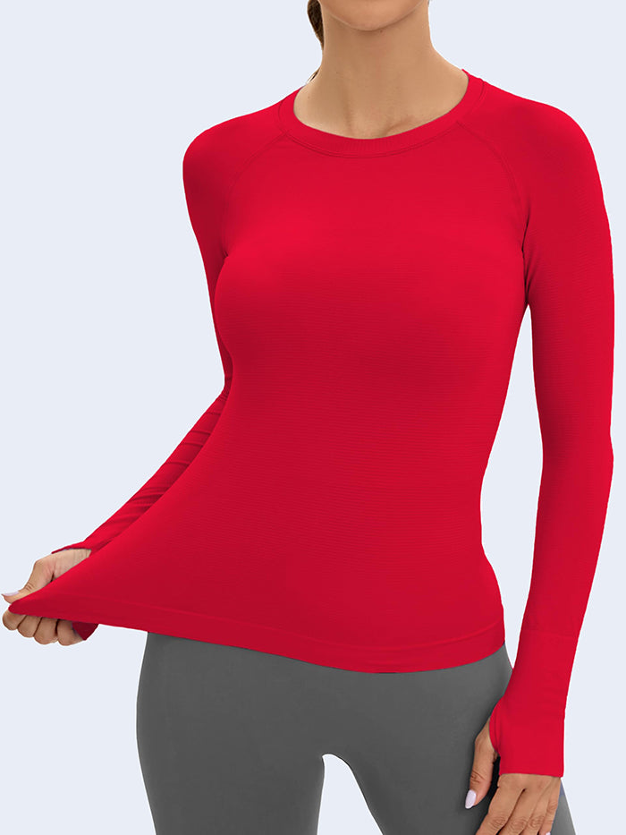 MATHCAT Long Sleeve Workout Shirts Breathable Thumb Holes Tops