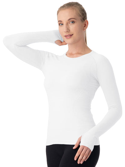 MathCat Breathable Seamless Long Sleeve Workout Shirts Sports Running Yoga Shirt White