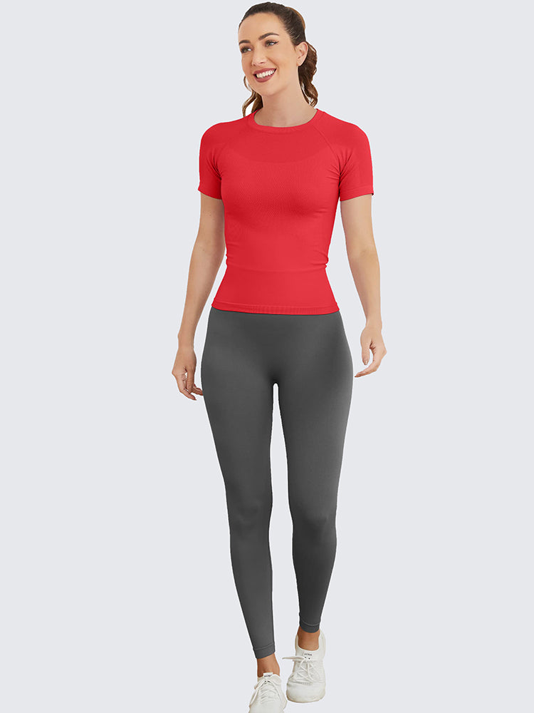 MathCat Seamless Soft Workout Tops T-shirt Red