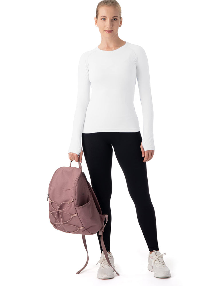 MathCat Breathable Seamless Long Sleeve Workout Shirts Sports Running Yoga Shirt White