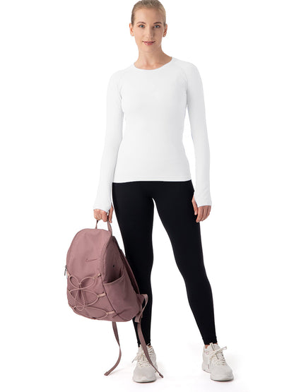 MathCat Breathable Seamless Long Sleeve Workout Shirts Sports Running Yoga Shirt White