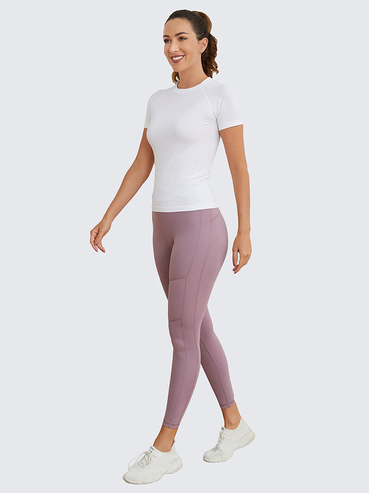 MathCat Seamless Soft Workout Tops T-shirt White